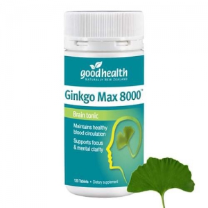 HOẠT HUYẾT DƯỠNG NÃO-BỔ NÃO -GOOD HEALTH - NEW ZEALAND GINKO MAX 8000 - 100% ĐẾN TỪ THIÊN NHIÊN (Lọ 120 viên)
