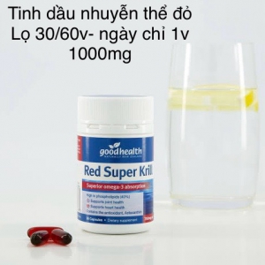  TINH DẦU NHUYỄN THỂ ĐỎ - GOOD HEALTH -NEW ZEALAND RED SUPER KRILL  - 1000mg - 100% đến từ thiên nhiên (LỌ  60 viên)